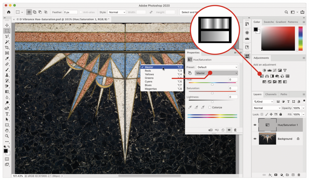 Vibrance & Hue/Saturation - RockyNook